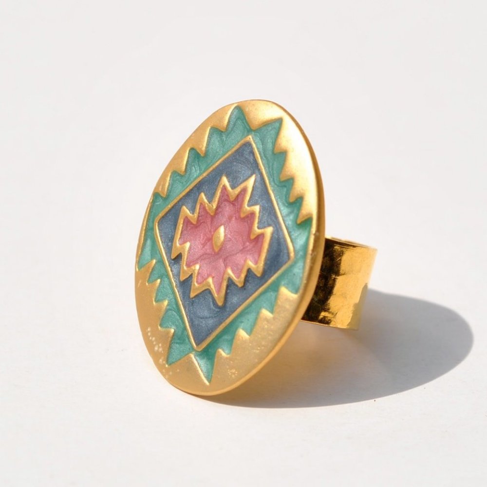 Ring tribal Southwest style 24K adjustable band